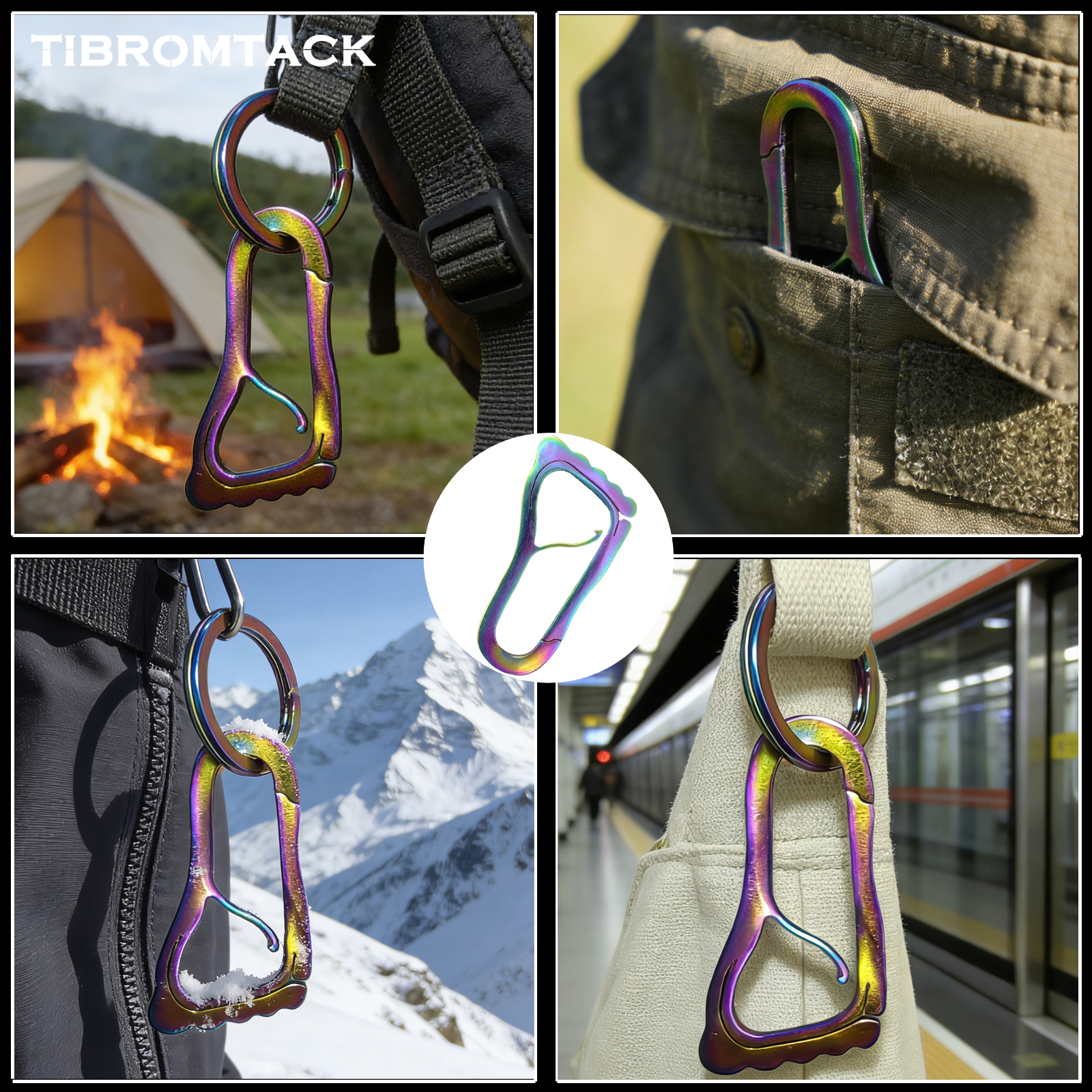 TIBROMTACK Titanium Carabiner Key Ring, Lightweight Key Ring Carabiner, Multi-Functional Carabiner for Keys with Quick Release, Durable Keychain for Backpack Pants Loop Decoration