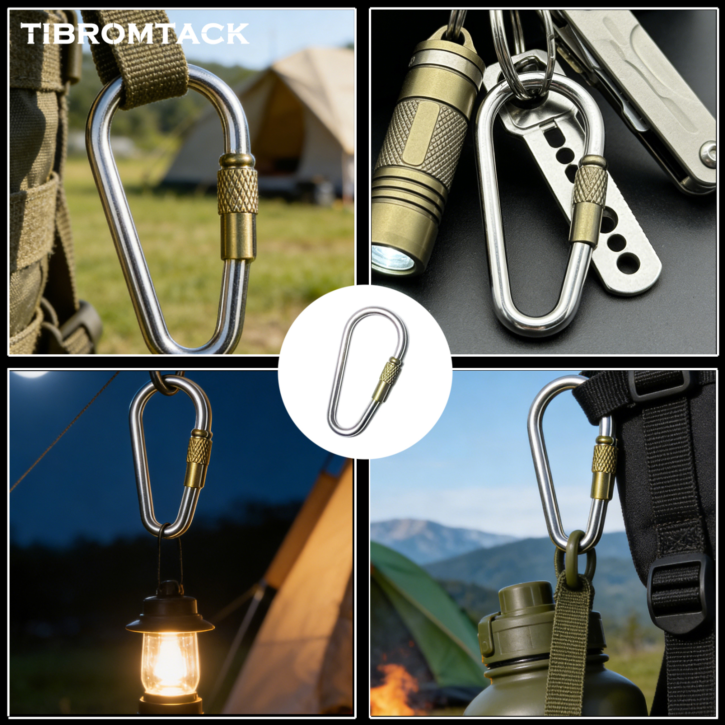 TIBROMTACK Titanium Carabiner, Mini Carabiner Small Locking Carabiner, 1.77 Inch Lightweight Keychain for Keys, Backpack Charm, Outdoor Camping Hiking, 6.3g Ultra-Light Titanium Key Clip