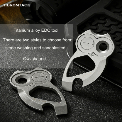 Titanium EDC Keychain Bottle Opener, Mini Pry Bar Multitool, Cute Owl Design Key Chain Accessories for Men Women, Portable Anti-Wear EDC Tools for Commute Camping Party