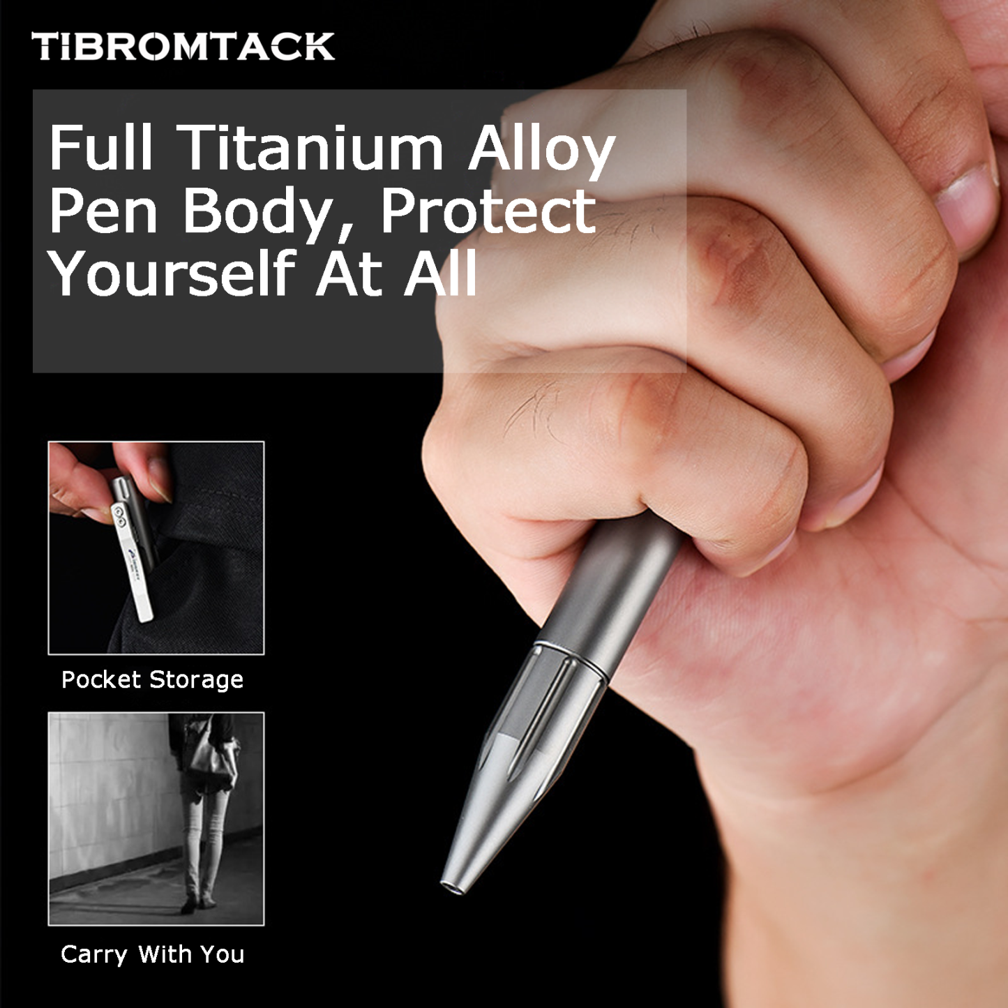 TIBROMTACK Pure Titanium Bolt Action Pen - 127mm/5in 34g Metal Writing Pen | Steel-Strength EDC Fidget Pen for Signing & Calligraphy, BPA Free