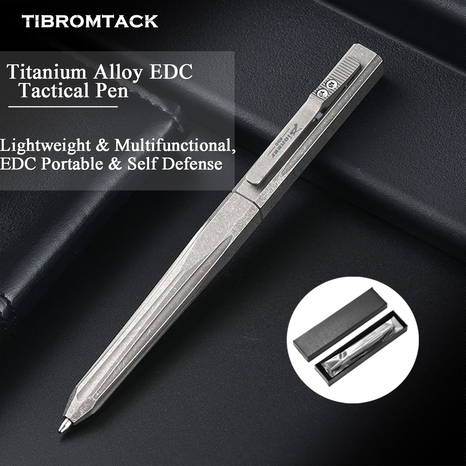 TIBROMTACK Pure Titanium Bolt Action Pen - 135mm/5.31in 35g EDC Fidget Pen | Steel-Strength Titanium Pen for Writing, Calligraphy & Signing, BPA Free