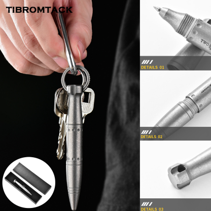 TIBROMTACK Pure Titanium Bolt Action Pen - 95mm/3.74in 27g Titanium Pen | Steel-Strength Pen for Signing & Calligraphy Practice, BPA Free