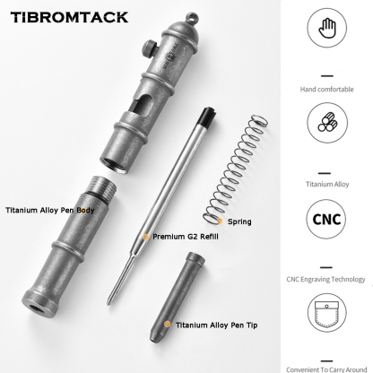 TIBROMTACK Pure Titanium Bolt Action Pen - 132mm/5.2in 58g Titanium Tool | Steel-Strength for Signing, Calligraphy & Self Defense, BPA Free