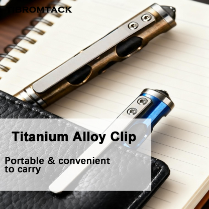 TIBROMTACK Gr5 Titanium Alloy Tactical Pen, EDC Survival Self Defense Tool with Tungsten Steel Tip, Window Breaker, 5.16×0.39 In/31.5g, Smooth Writing