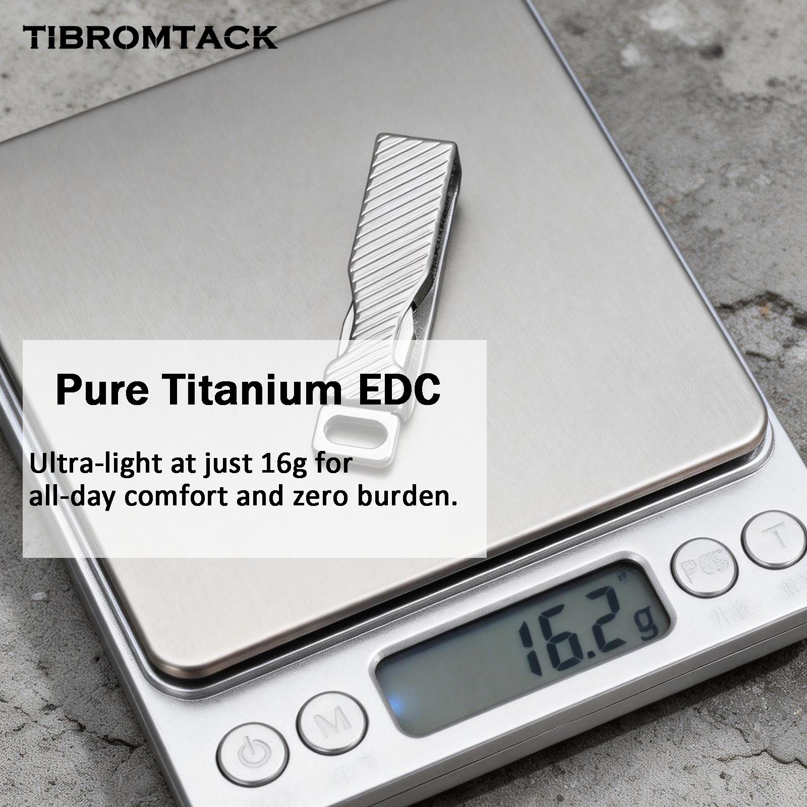 TIBROMTACK Gr5 Titanium Alloy Belt Key Holder, Lightweight 16.2g/0.57oz Belt Clip for Daily, 53×12×14mm