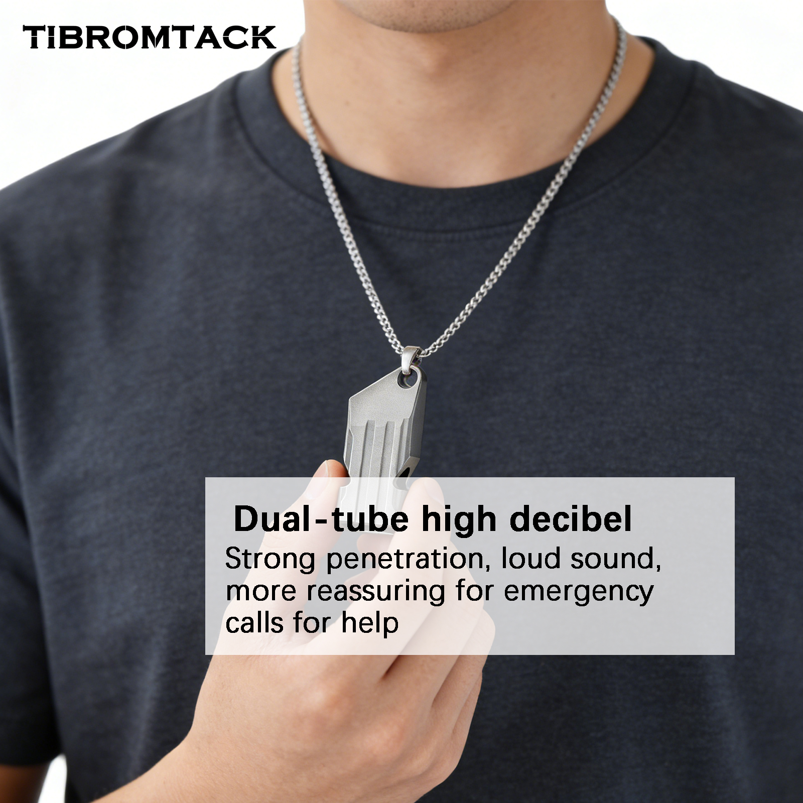 TIBROMTACK Gr5 Titanium Alloy Dual Tube Emergency Whistle, Loud Survival Whistle for Adults, Lightweight Dog Whistle, Portable Outdoor Safety Whistle for Hiking Camping Backpacking