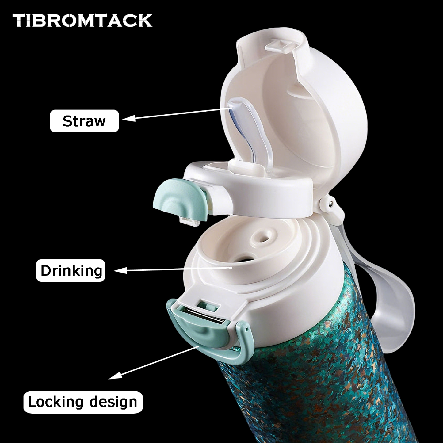 TIBROMTACK Titanium Tumbler, 450ml Pure Titanium Coffee Travel Mug with Soft Straw & Flip Lid, Lightweight 263g Insulated Cup for Commute, Office & Outdoor Use