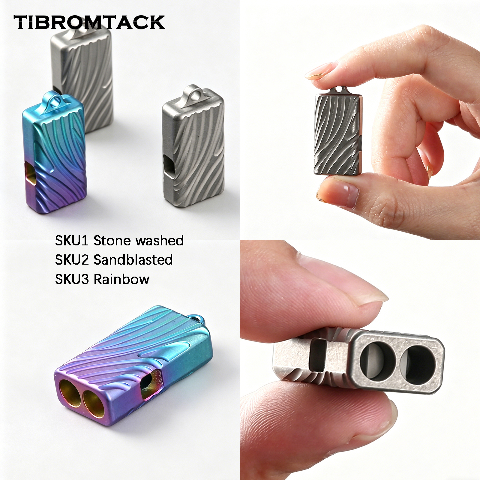 TIBROMTACK Gr5 Titanium Double Tube Whistle, Lightweight Emergency Survival Whistle for Hiking Camping, Rustproof Titanium Alloy Whistle for Adults, Dog Training & Outdoor EDC