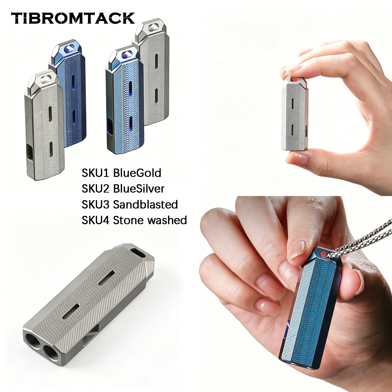 TIBROMTACK Gr5 Titanium Dual Tube Whistle, Loud Emergency Survival Whistle, Lightweight Safe Whistle for Adults Emergency, Dog Training, Hiking & Camping