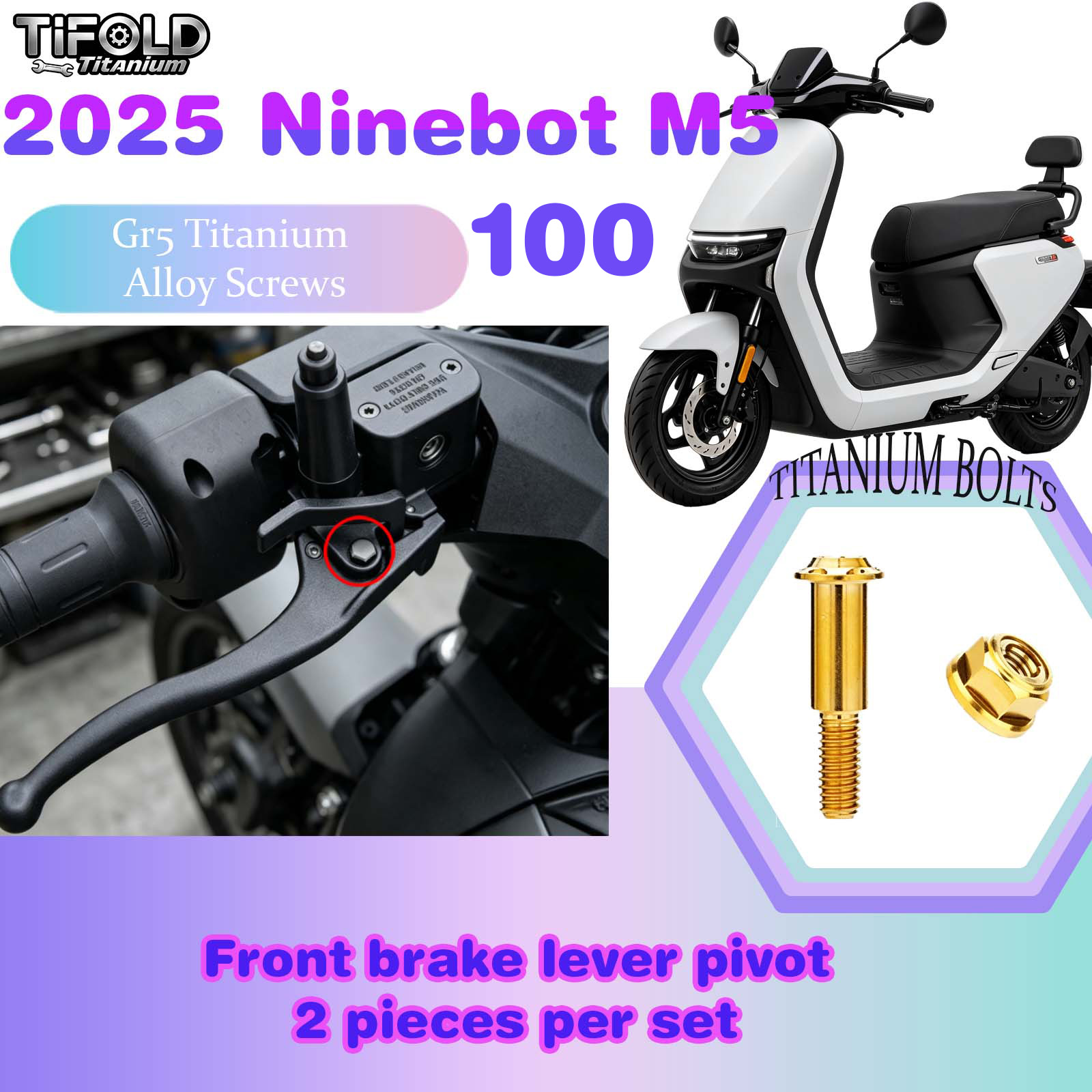 TIFOLD Titanium Alloy Modification Screws for Segway Ninebot M5 100 2025 Model Electric Motorcycle