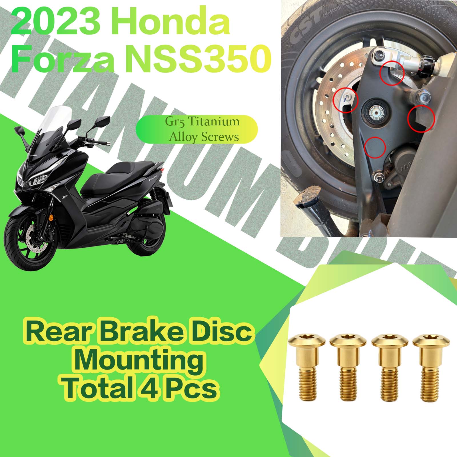 TIFOLD Titanium Alloy Modification Screws for Honda NSS350 Motorcycle, 2023 Model