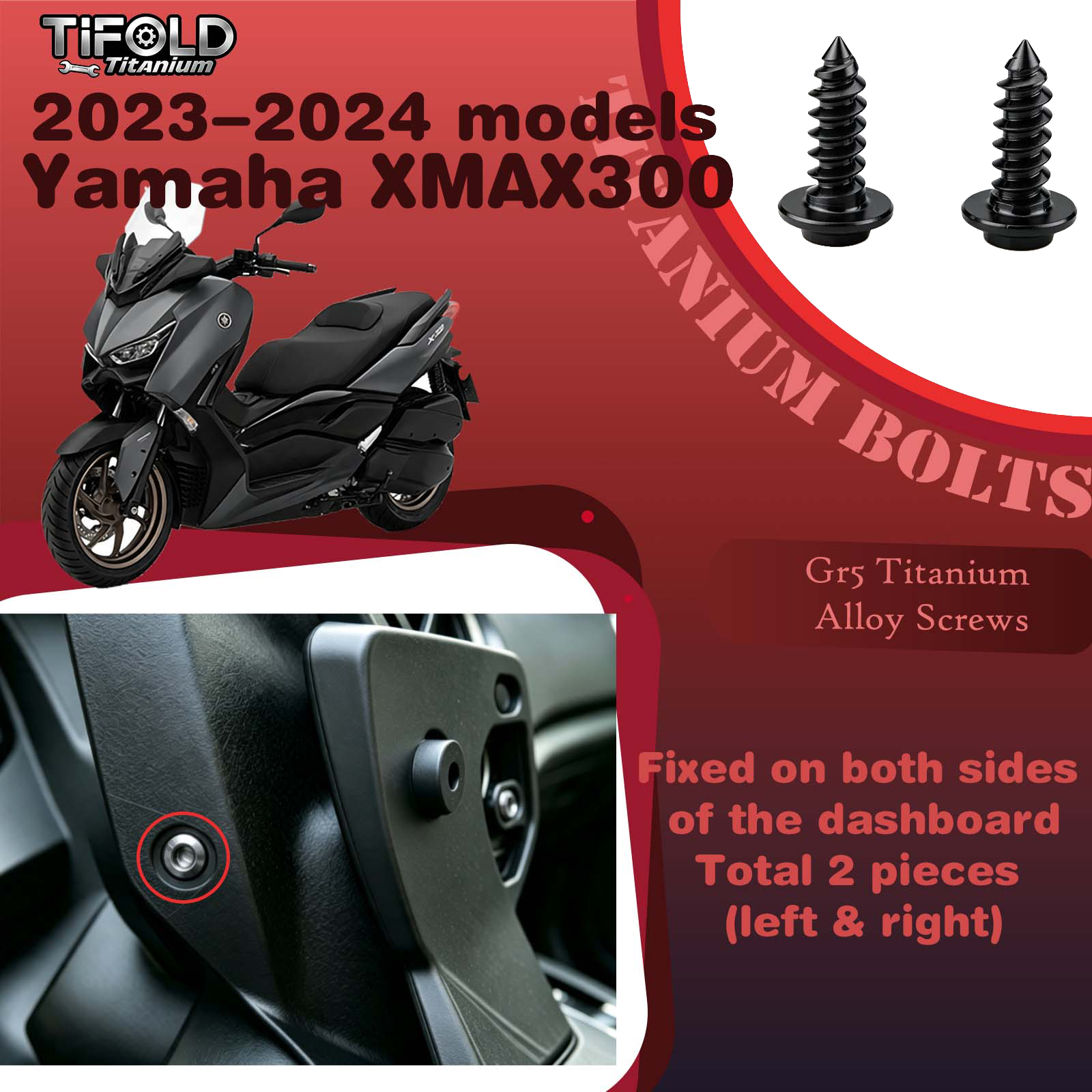 Titanium Alloy Screws for Modification, Fit for YAMAHA XMAX 300 23‑24 Mdels Motorcycle