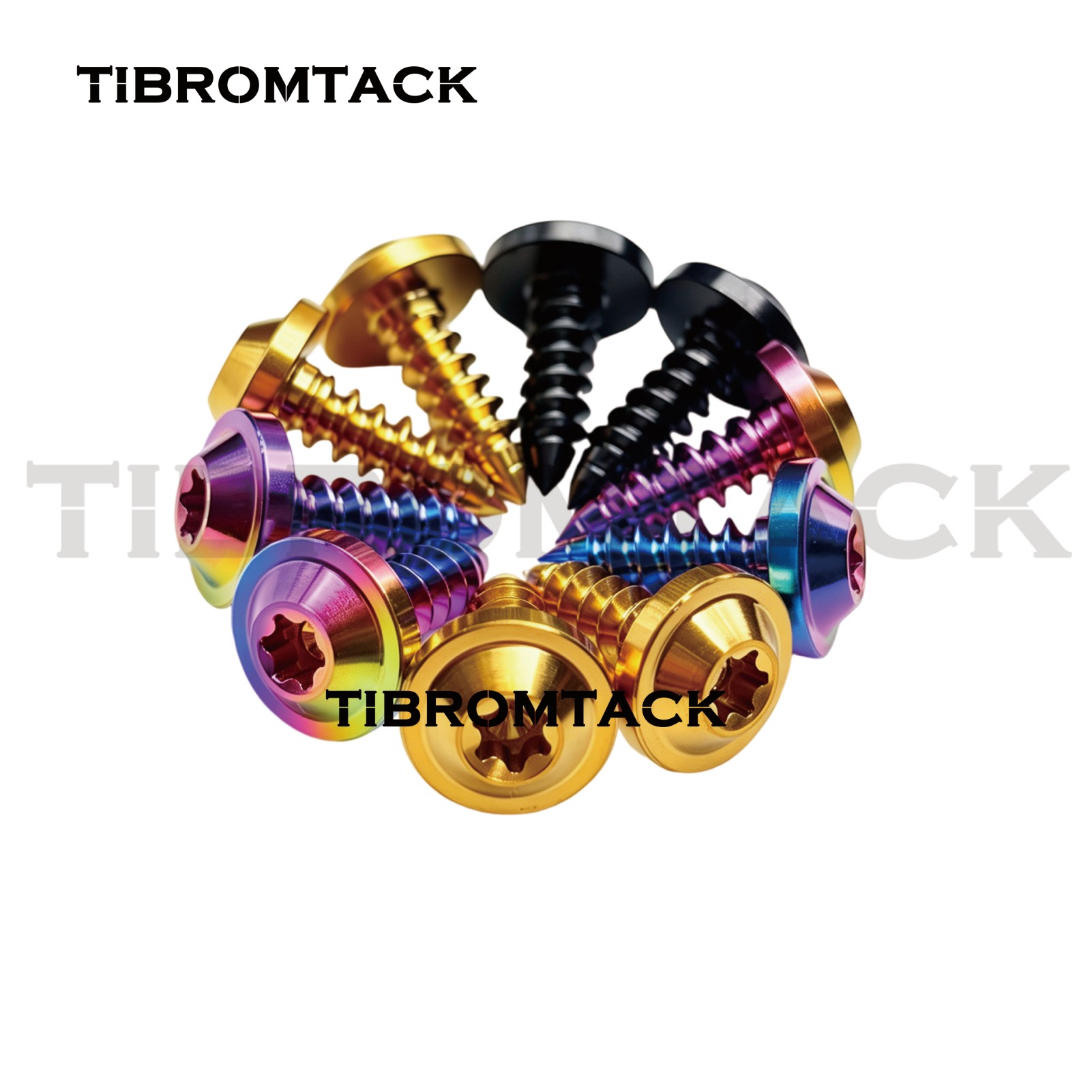 TIBROMTACK M5 Umbrella Head Gr5 Titanium Self Tapping Bolts, 12-35mm PVD & Anodized Titanium Alloy Screws for Bike Motorcycle Car Modification, T25 Wrench Compatible, 4PCS