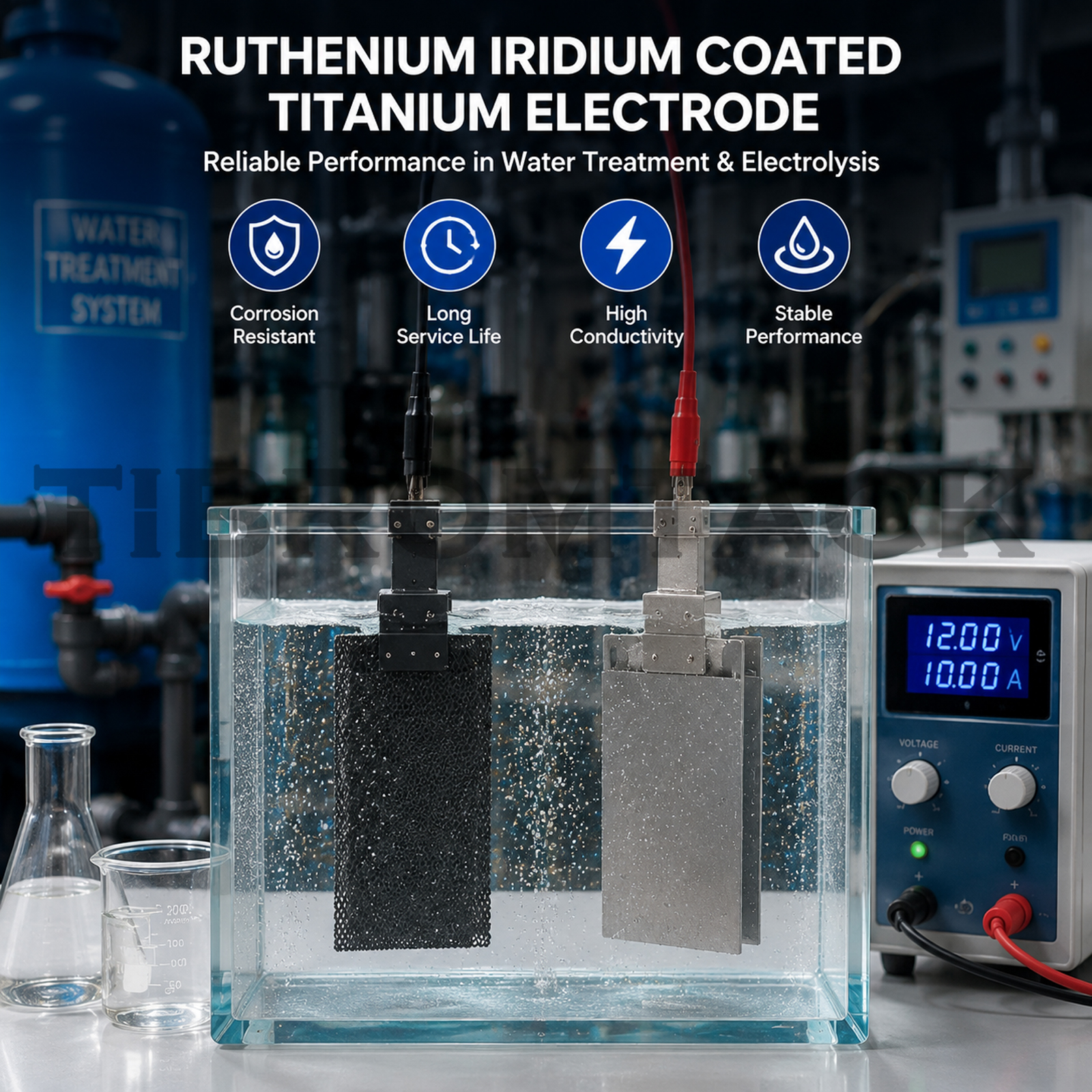 TIBROMTACK Ruthenium Iridium Coated Titanium Electrode