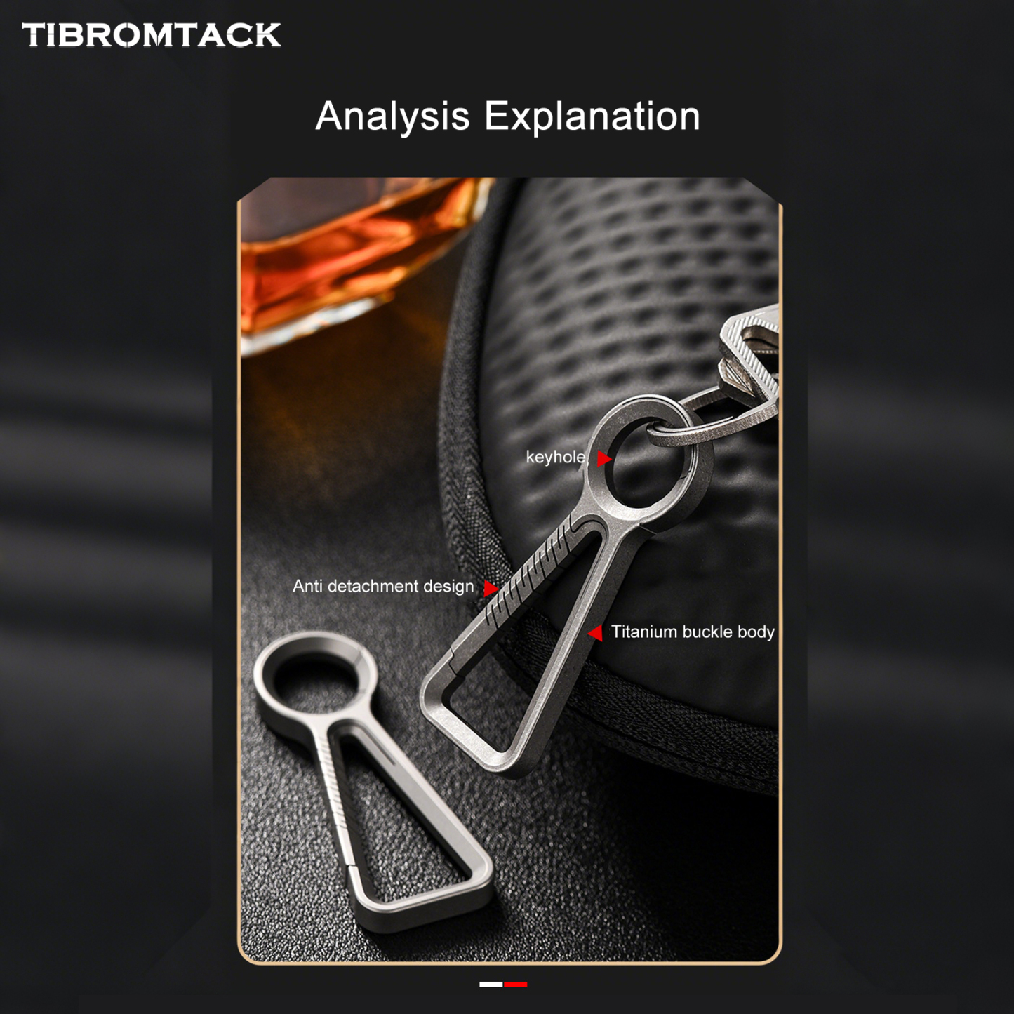 Titanium Carabiner, Lightweight & High Strength Keychain Clip, 2.2 Inch Mini Titanium Key Ring for Key Storage, Outdoor Gear Connection, Safety Auxiliary, Non-Magnetic, 0.29oz