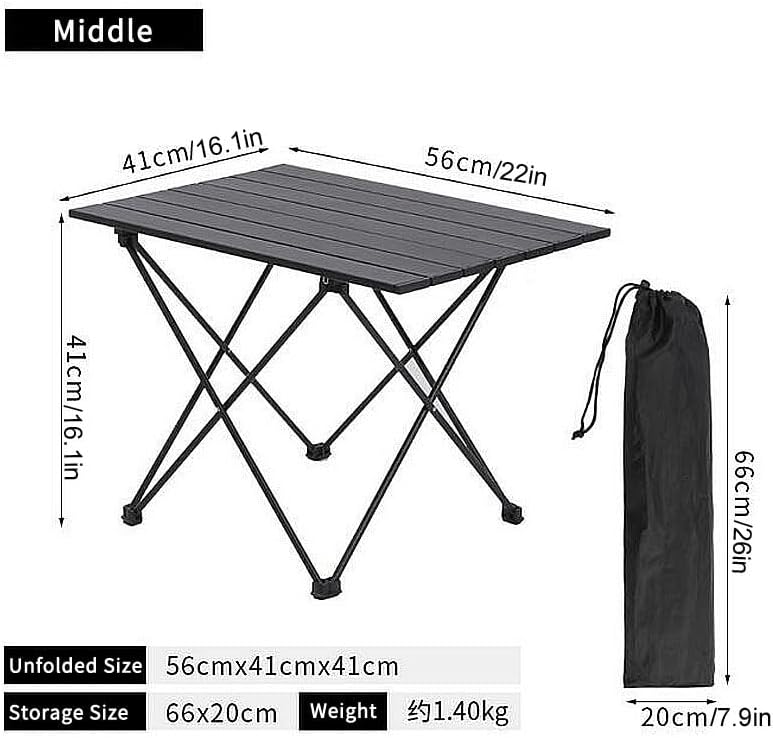 TIBROMTACK Folding Camping Table Portable Aluminum Outdoor Table with Storage Space and Carry Bag