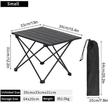 TIBROMTACK Folding Camping Table Portable Aluminum Outdoor Table with Storage Space and Carry Bag