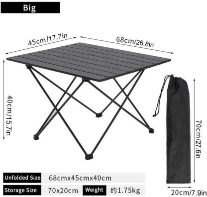 TIBROMTACK Folding Camping Table Portable Aluminum Outdoor Table with Storage Space and Carry Bag