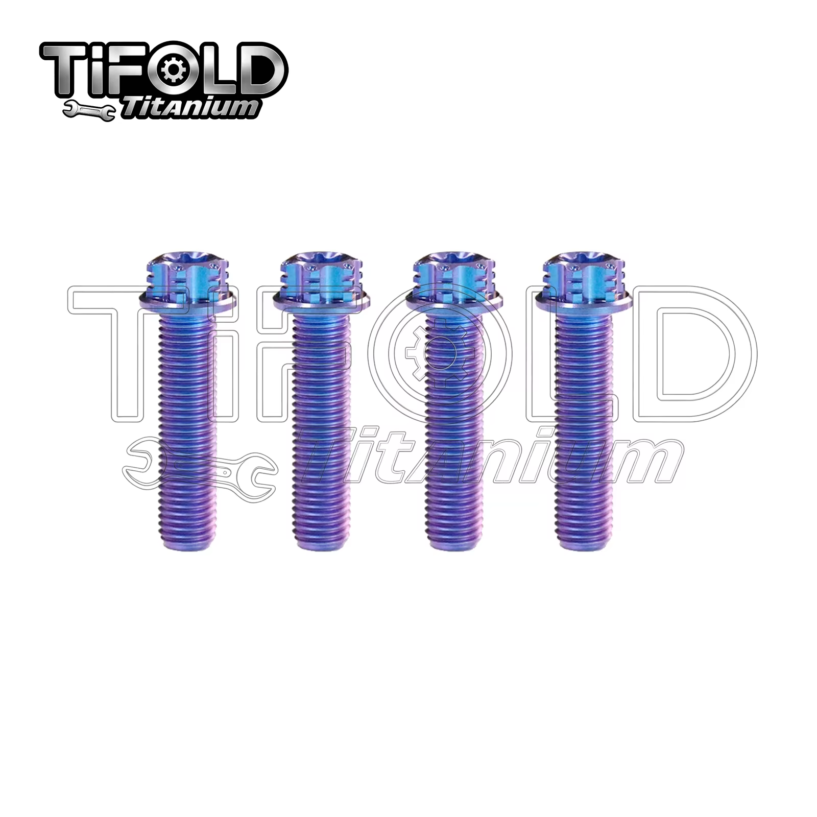 TIFOLD 4 pieces M8 titanium alloy screw flange inner and outer plum blossom screw engine pump fork screw