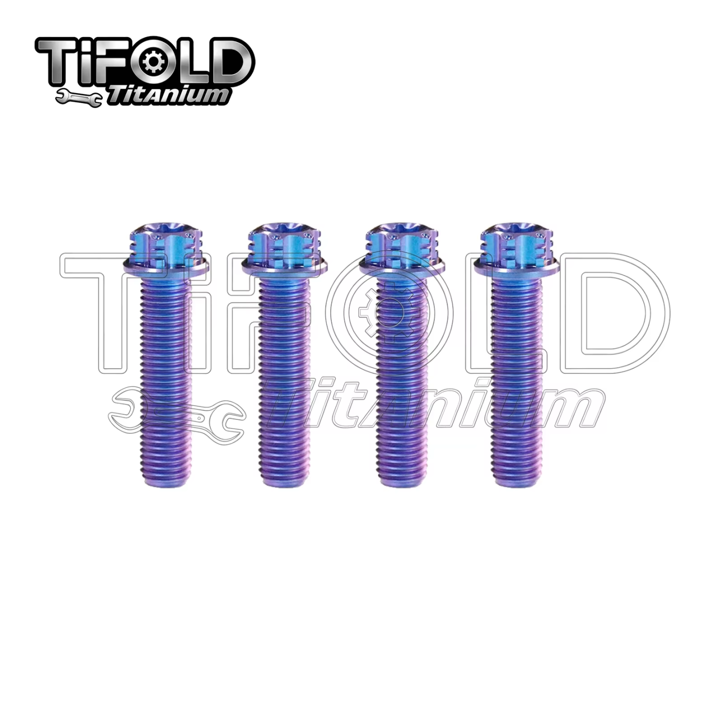 TIFOLD 4 pieces M8 titanium alloy screw flange inner and outer plum blossom screw engine pump fork screw