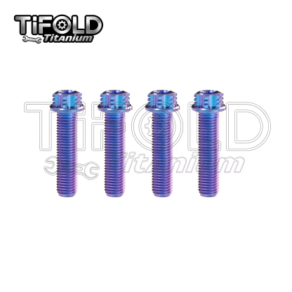 TIFOLD 4 pieces M8 titanium alloy screw flange inner and outer plum blossom screw engine pump fork screw