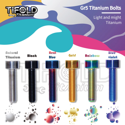 M6 titanium alloy bolt, Gr5 10-35mm length, available in various colors with hexagonal head bolts