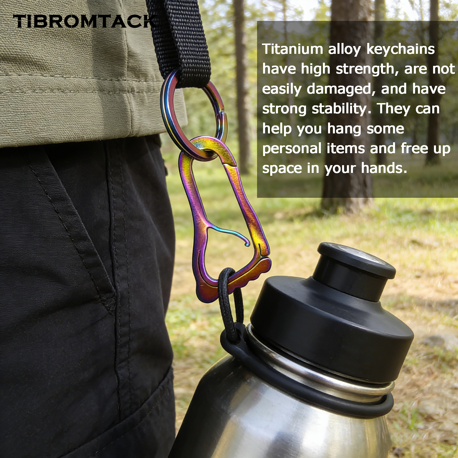 TIBROMTACK Titanium Carabiner Key Ring, Lightweight Key Ring Carabiner, Multi-Functional Carabiner for Keys with Quick Release, Durable Keychain for Backpack Pants Loop Decoration