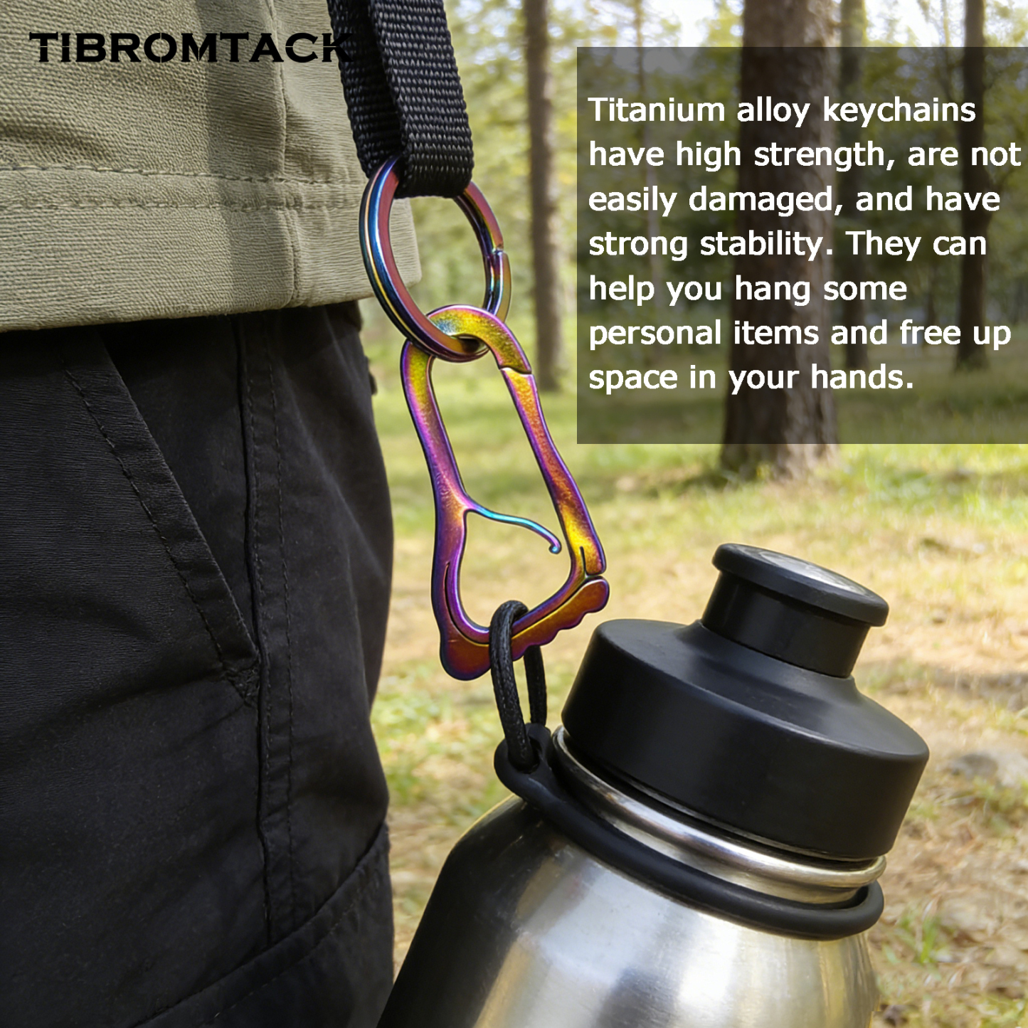 TIBROMTACK Titanium Carabiner Key Ring, Lightweight Key Ring Carabiner, Multi-Functional Carabiner for Keys with Quick Release, Durable Keychain for Backpack Pants Loop Decoration