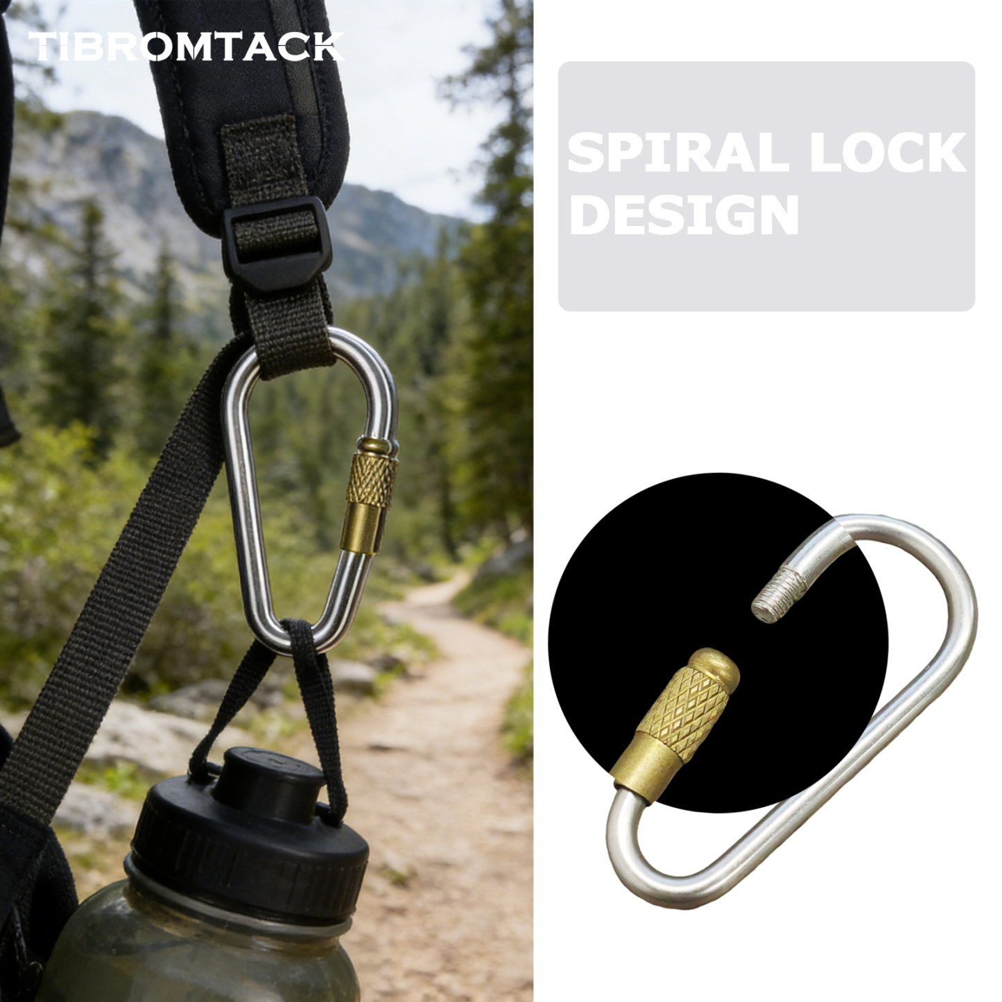 TIBROMTACK Titanium Carabiner, Mini Carabiner Small Locking Carabiner, 1.77 Inch Lightweight Keychain for Keys, Backpack Charm, Outdoor Camping Hiking, 6.3g Ultra-Light Titanium Key Clip