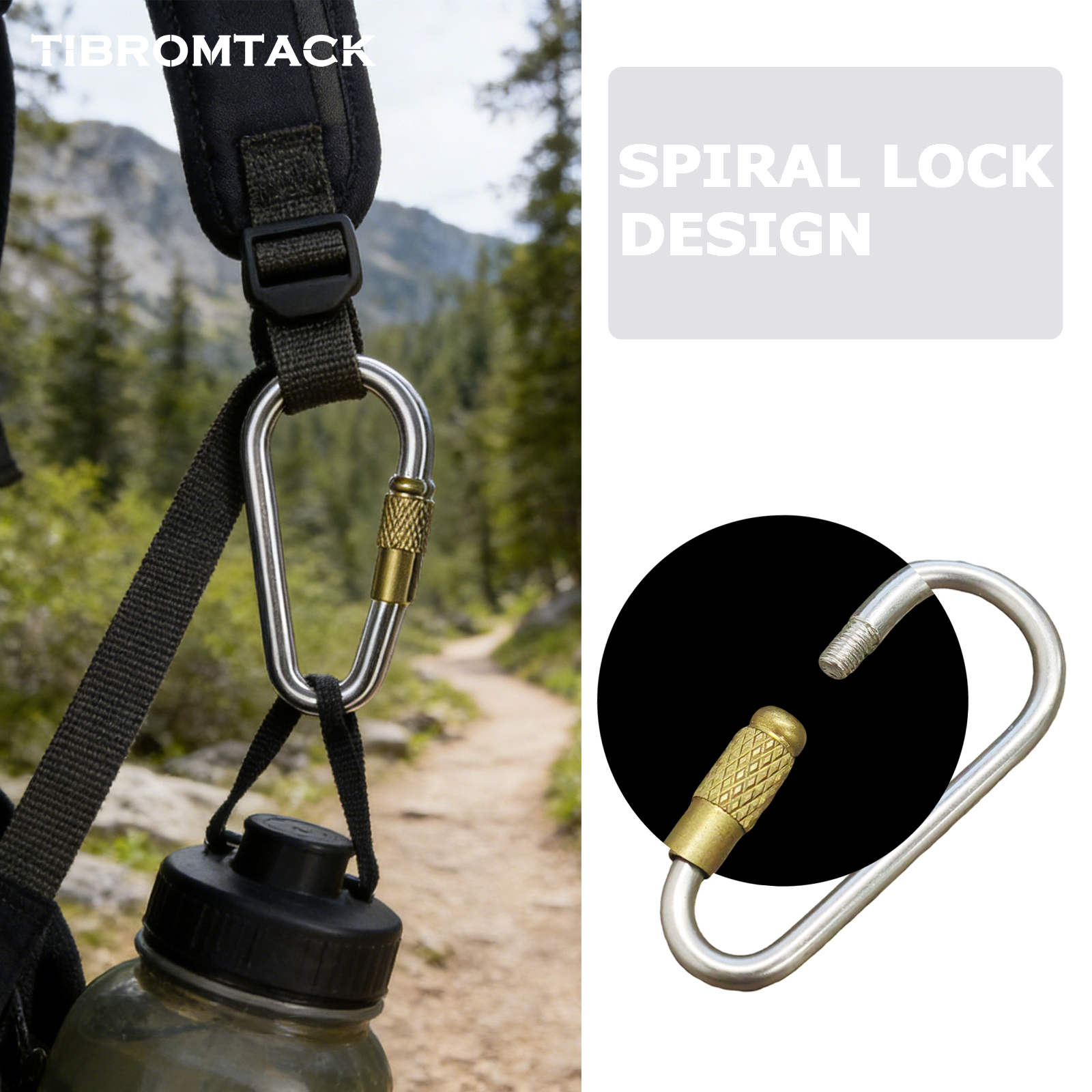 TIBROMTACK Titanium Carabiner, Mini Carabiner Small Locking Carabiner, 1.77 Inch Lightweight Keychain for Keys, Backpack Charm, Outdoor Camping Hiking, 6.3g Ultra-Light Titanium Key Clip