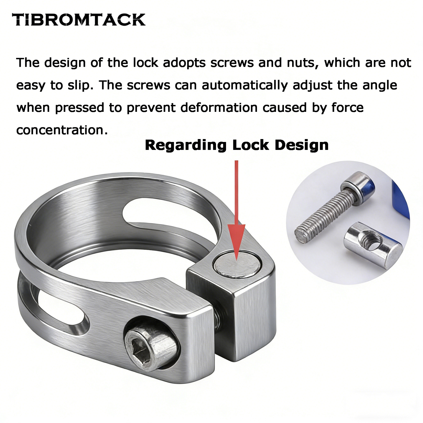 TIBROMTACK Titanium Alloy Bicycle Seat Clamp, 34.9mm(1.37inch)/ 28.6mm(1.13inch) Lightweight High Strength Bike Seat Clamp for Bike Seat Posts, Durable & Comfortable Riding