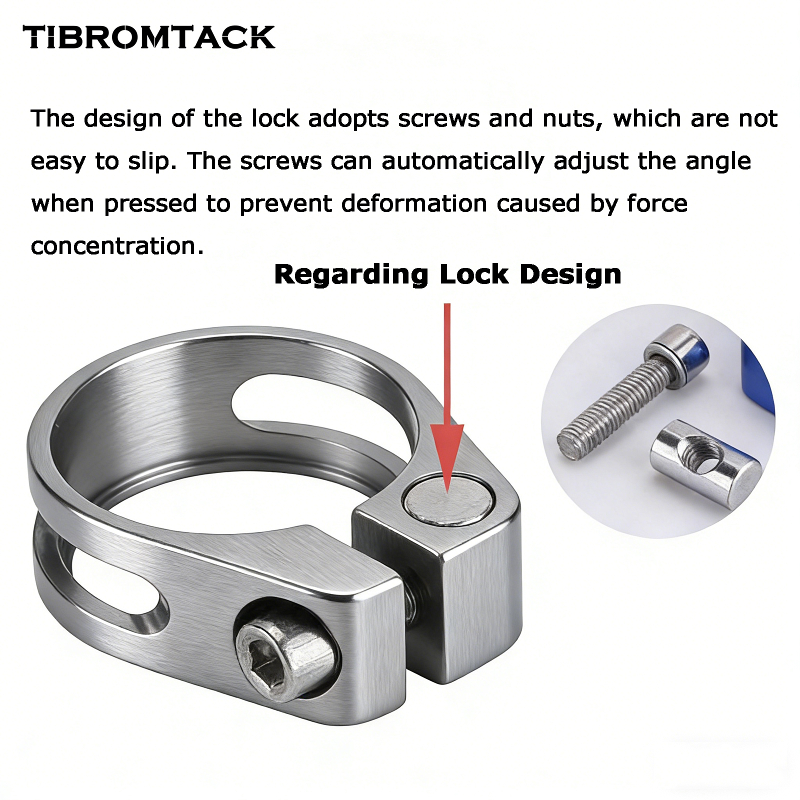 TIBROMTACK Titanium Alloy Bicycle Seat Clamp, 34.9mm(1.37inch)/ 28.6mm(1.13inch) Lightweight High Strength Bike Seat Clamp for Bike Seat Posts, Durable & Comfortable Riding
