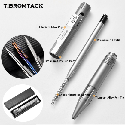 TIBROMTACK Pure Titanium Bolt Action Pen - 127mm/5in 34g Metal Writing Pen | Steel-Strength EDC Fidget Pen for Signing & Calligraphy, BPA Free