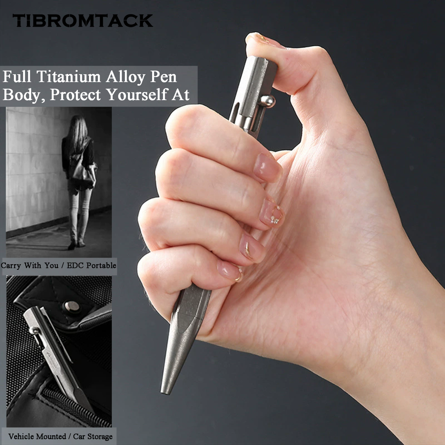 TIBROMTACK Pure Titanium Bolt Action Pen - 130mm/5.12in 40g EDC Fidget Pen | Steel-Strength Titanium Pen for Writing & Calligraphy, BPA Free