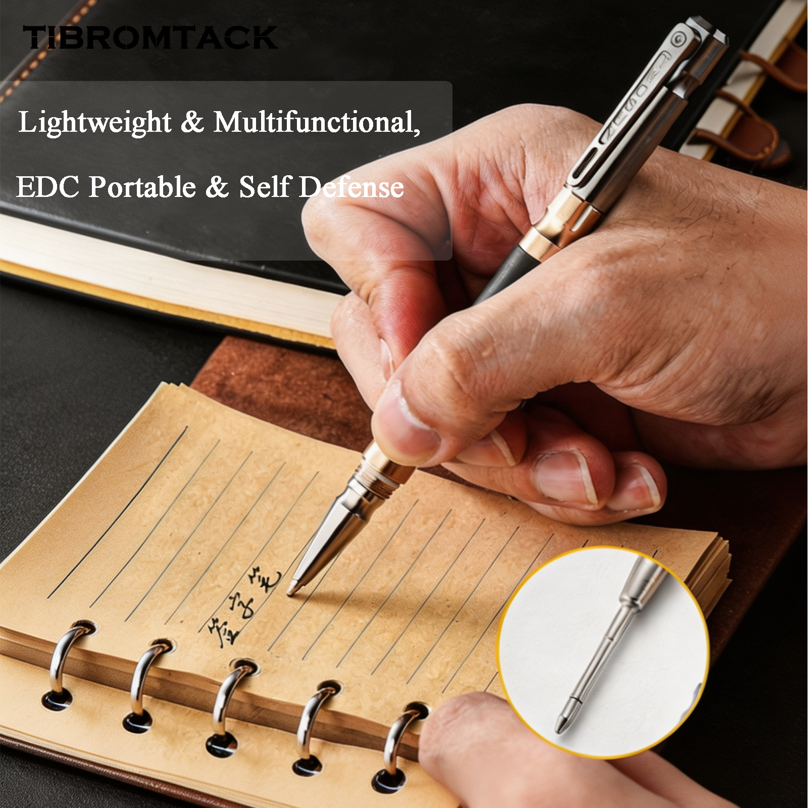 TIBROMTACK Pure Titanium Bolt Action Pen - 120mm/4.72in 35g | Steel-Strength for Business Signing & Writing, BPA Free