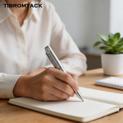 TIBROMTACK Pure Titanium Bolt Action Pen - 113mm/4.45in 30g | Steel-Strength for Business Signing & Calligraphy, BPA Free