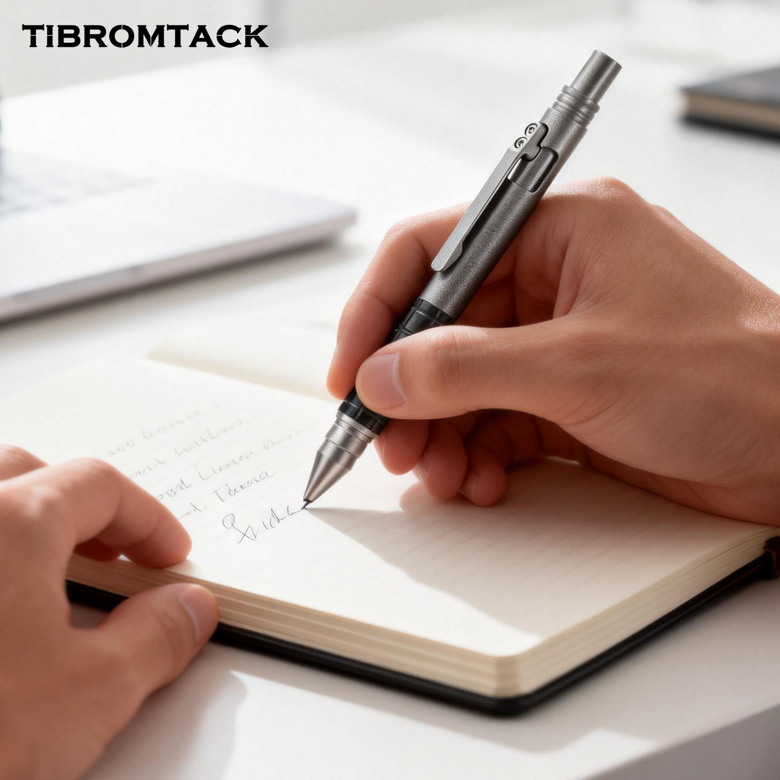TIBROMTACK Titanium Tactical Pen, Bolt Action Pen for Self Defense Weapons, Gr5 Titanium Alloy, Smooth Writing & Multi-Functional, Lightweight 1.27oz/36g, 5.04in×0.39in EDC Pen for Outdoor & Daily Use