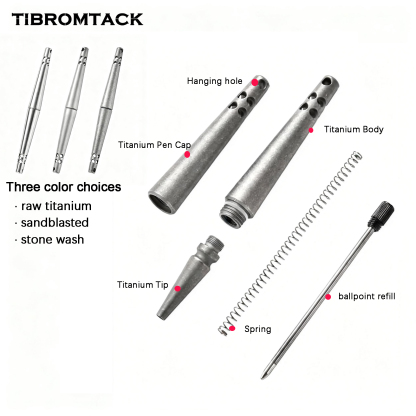 TIBROMTACK Titanium Tactical Pen, Grade 5 Titanium Alloy EDC Pen, Self Defense Pen for Men Women, Lightweight Portable Everyday Carry Writing Pen with Smooth Ink Flow