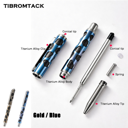 TIBROMTACK Gr5 Titanium Alloy Tactical Pen, EDC Survival Self Defense Tool with Tungsten Steel Tip, Window Breaker, 5.16×0.39 In/31.5g, Smooth Writing
