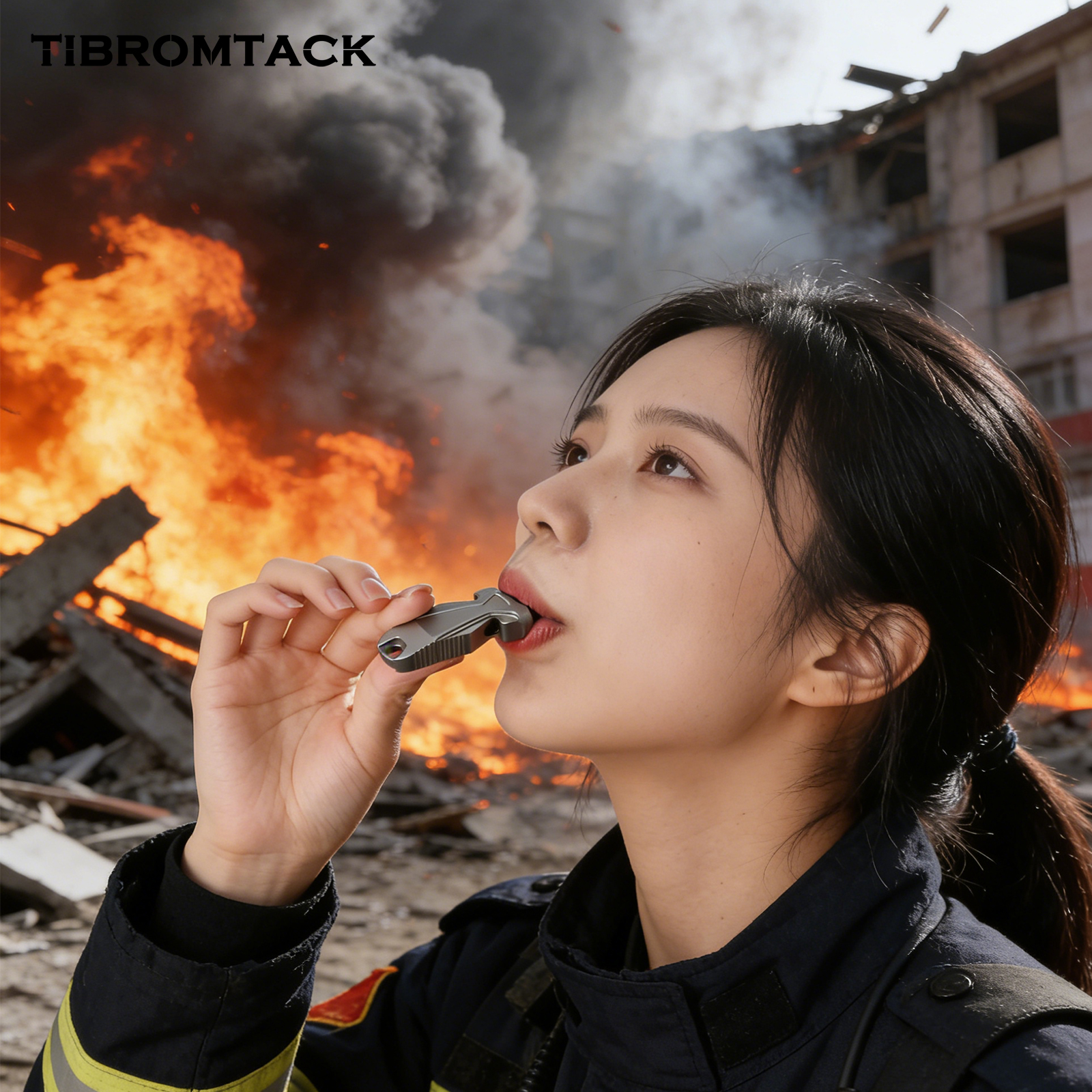 TIBROMTACK Gr5 Titanium Alloy Dual Tube Emergency Survival Whistle, Loud Safety Whistle for Adults, 1.77x0.87in, 0.67oz, BPA Free, Lightweight & High Strength