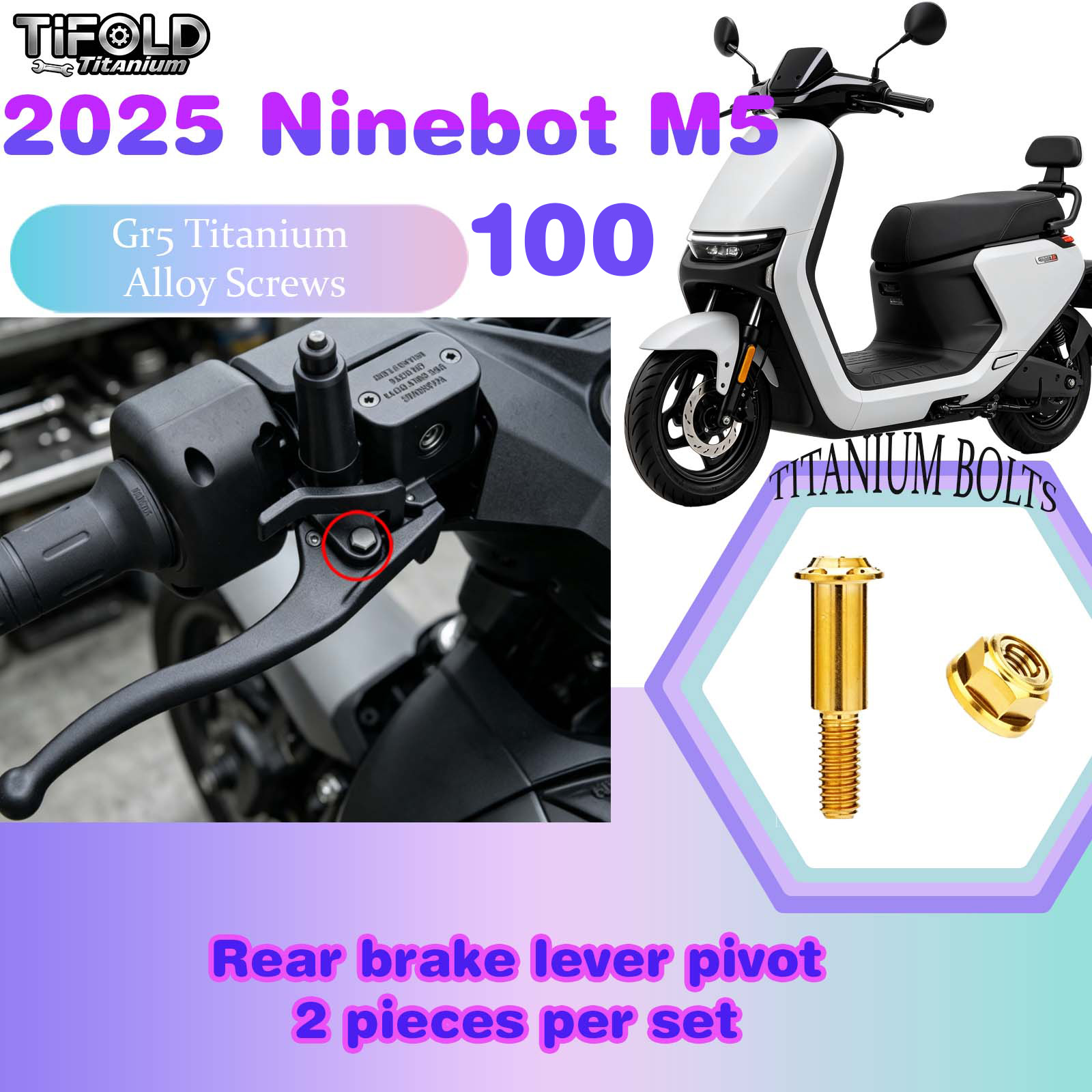 TIFOLD Titanium Alloy Modification Screws for Segway Ninebot M5 100 2025 Model Electric Motorcycle