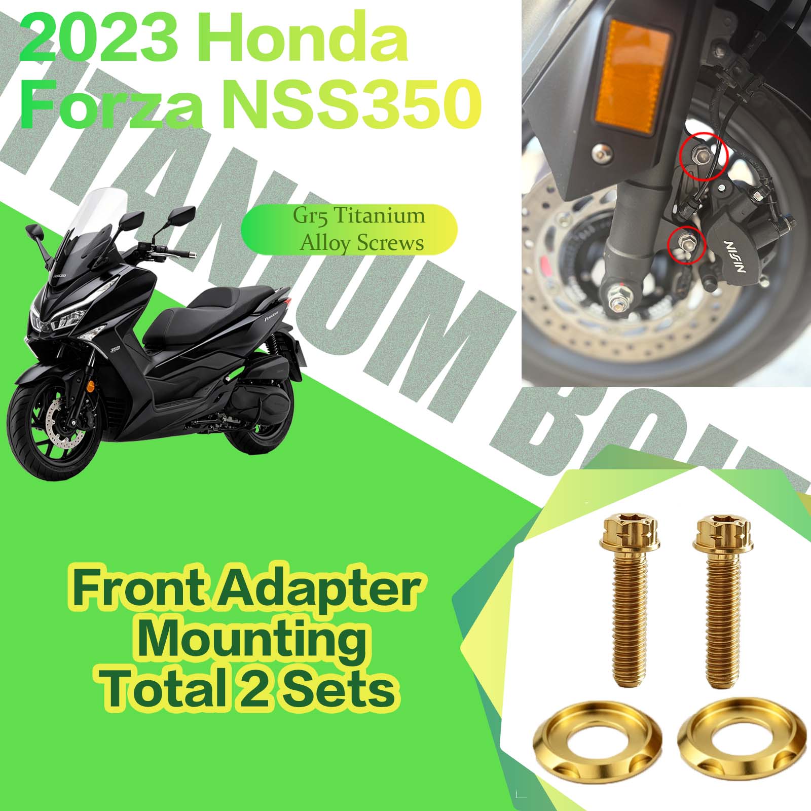 TIFOLD Titanium Alloy Modification Screws for Honda NSS350 Motorcycle, 2023 Model