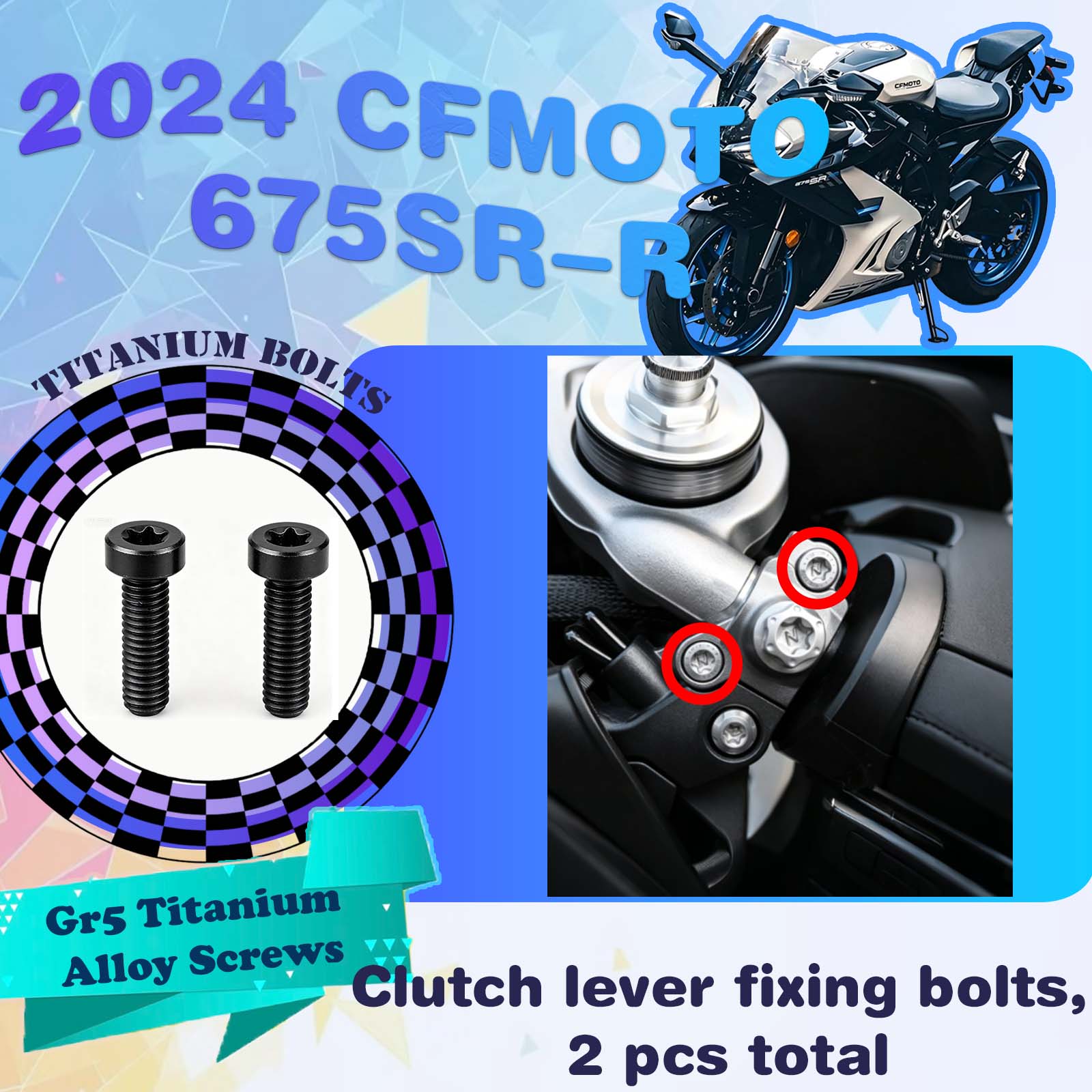 TIFOLD Full‑Vehicle Titanium Alloy Modification Screws for CFMOTO 675 SR‑R, 2024 Model