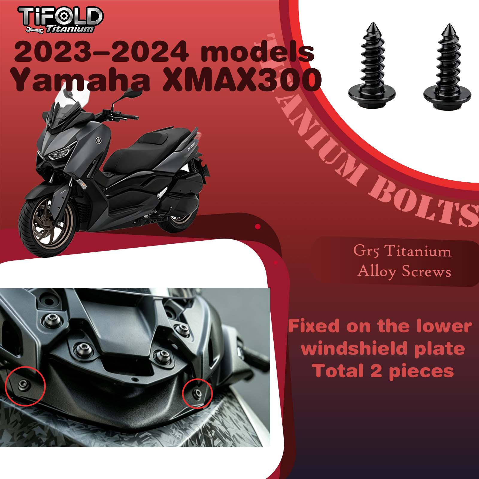 Titanium Alloy Screws for Modification, Fit for YAMAHA XMAX 300 23‑24 Mdels Motorcycle