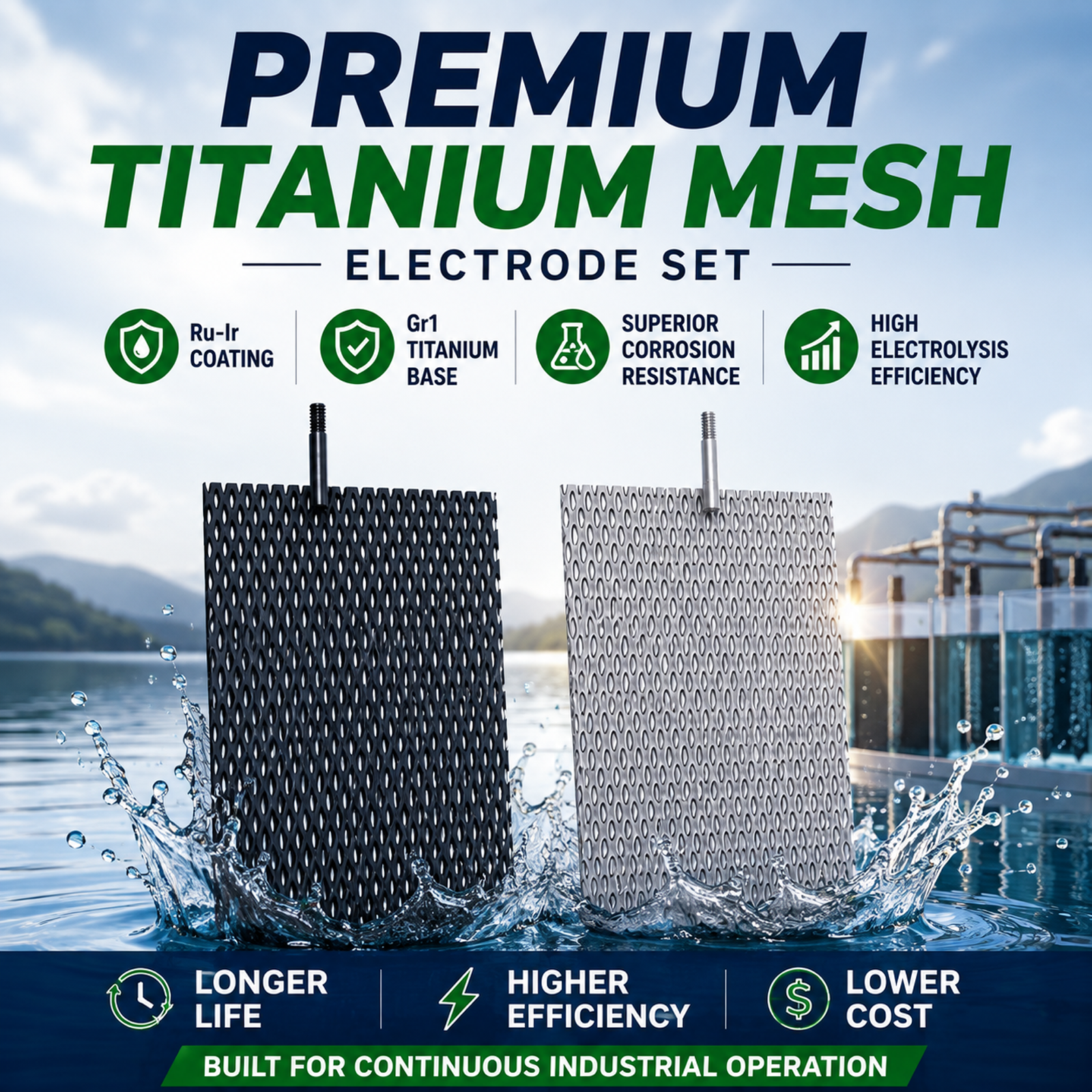 TIBROMTACK Titanium Electrode Mesh with Ru-Ir Coating