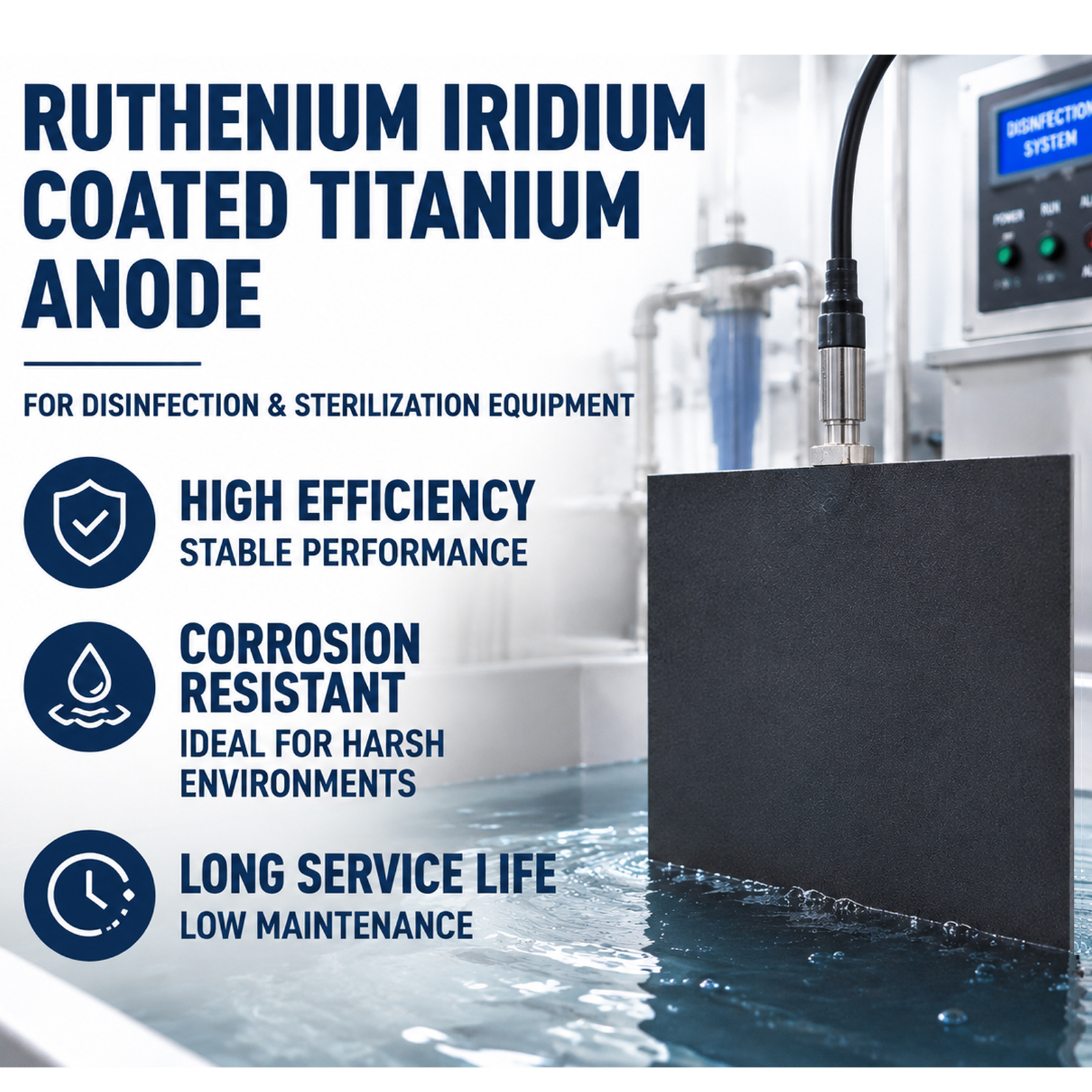 TIBROMTACK Ru-Ir Coated Titanium Anode Plate 120×165×1.5mm
