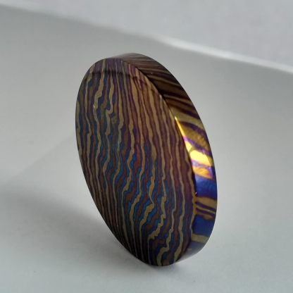 Titanium Damascus EDC Coin, Handmade Timascus Coin, Mokuti for Commemorative Collectors, Beautiful Souvenir, Novelty Piece, Odds and Ends, Handicrafts, Niche Decorations, Pendant Gifts