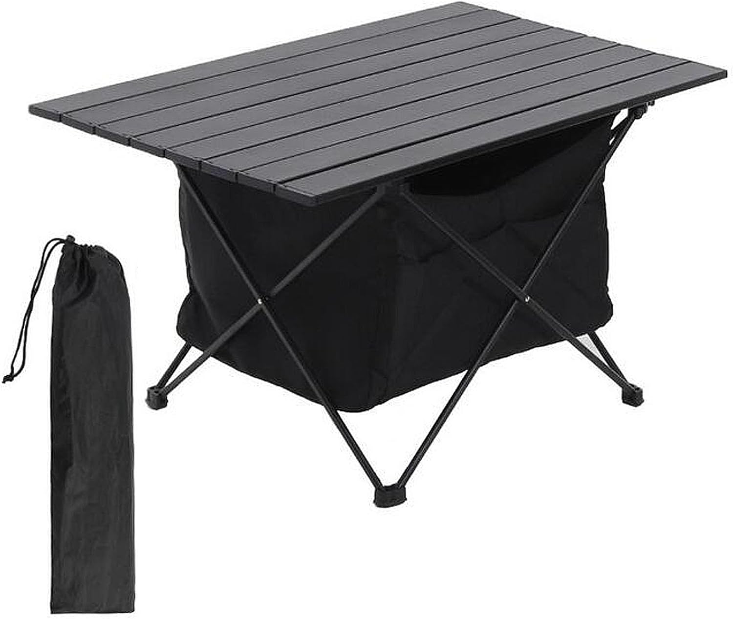 TIBROMTACK Folding Camping Table Portable Aluminum Outdoor Table with Storage Space and Carry Bag