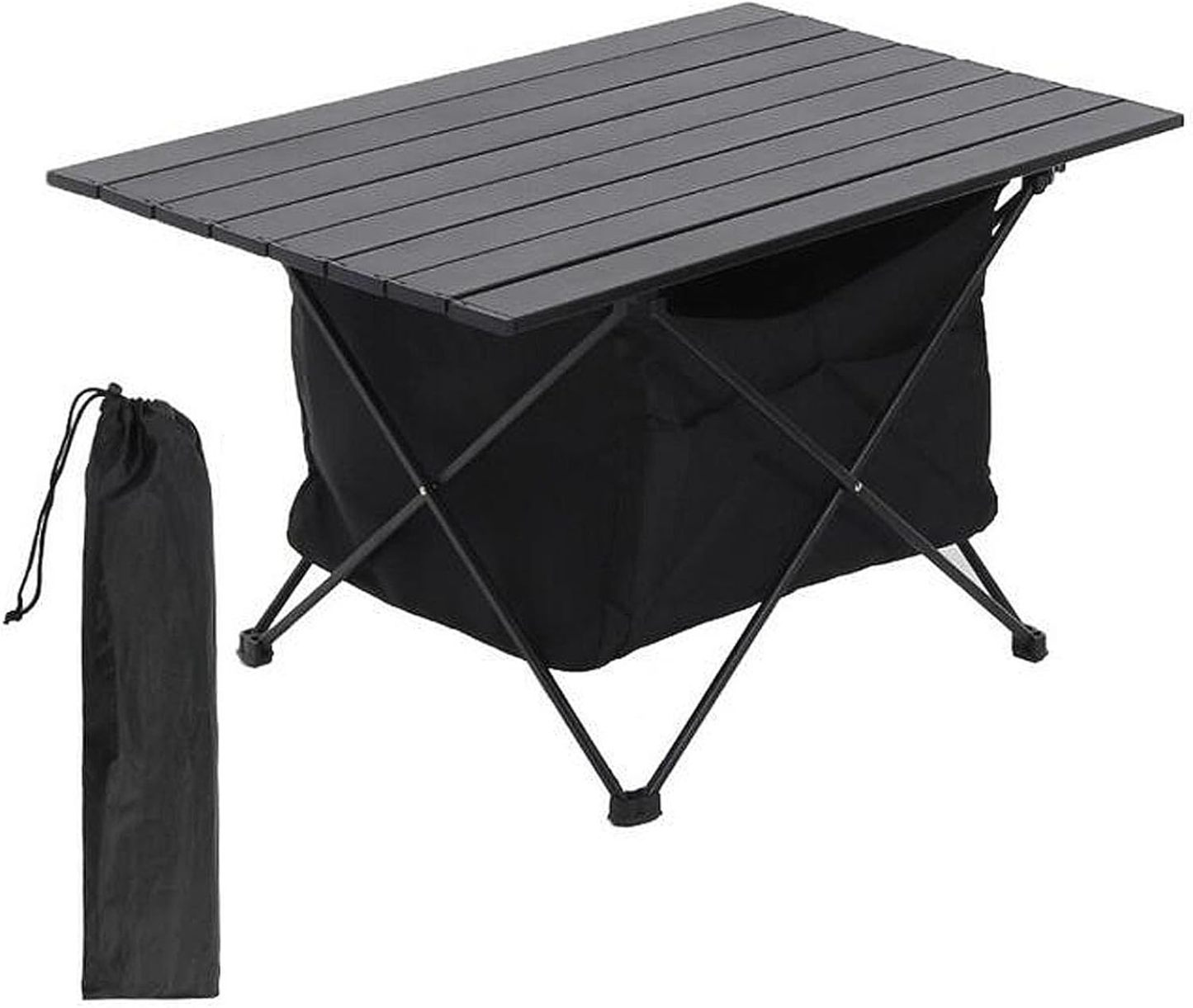TIBROMTACK Folding Camping Table Portable Aluminum Outdoor Table with Storage Space and Carry Bag