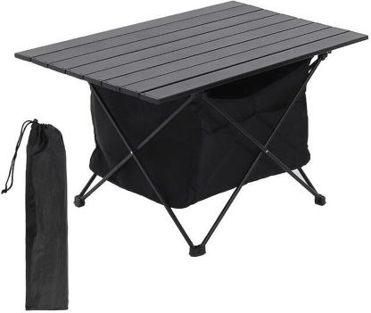 TIBROMTACK Folding Camping Table Portable Aluminum Outdoor Table with Storage Space and Carry Bag